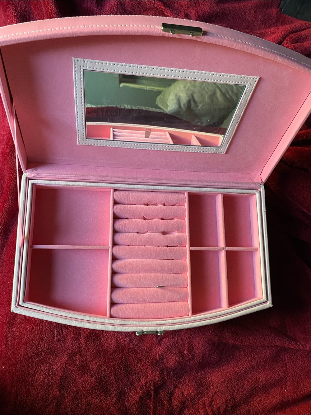 Pink Jewelry Organizer Box with Mirror - Unbranded